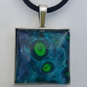 Wearable Art Pendant with Black Leather Cord